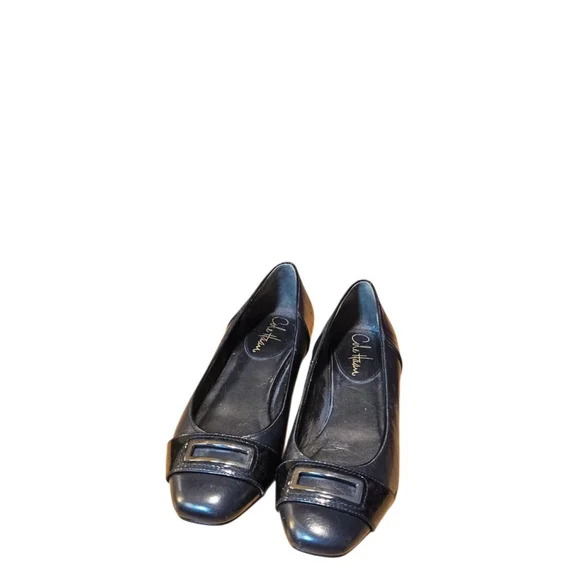 Cole Haan Black Leather Flats with Silver Buckle Size 7.5 - Picture 11 of 16